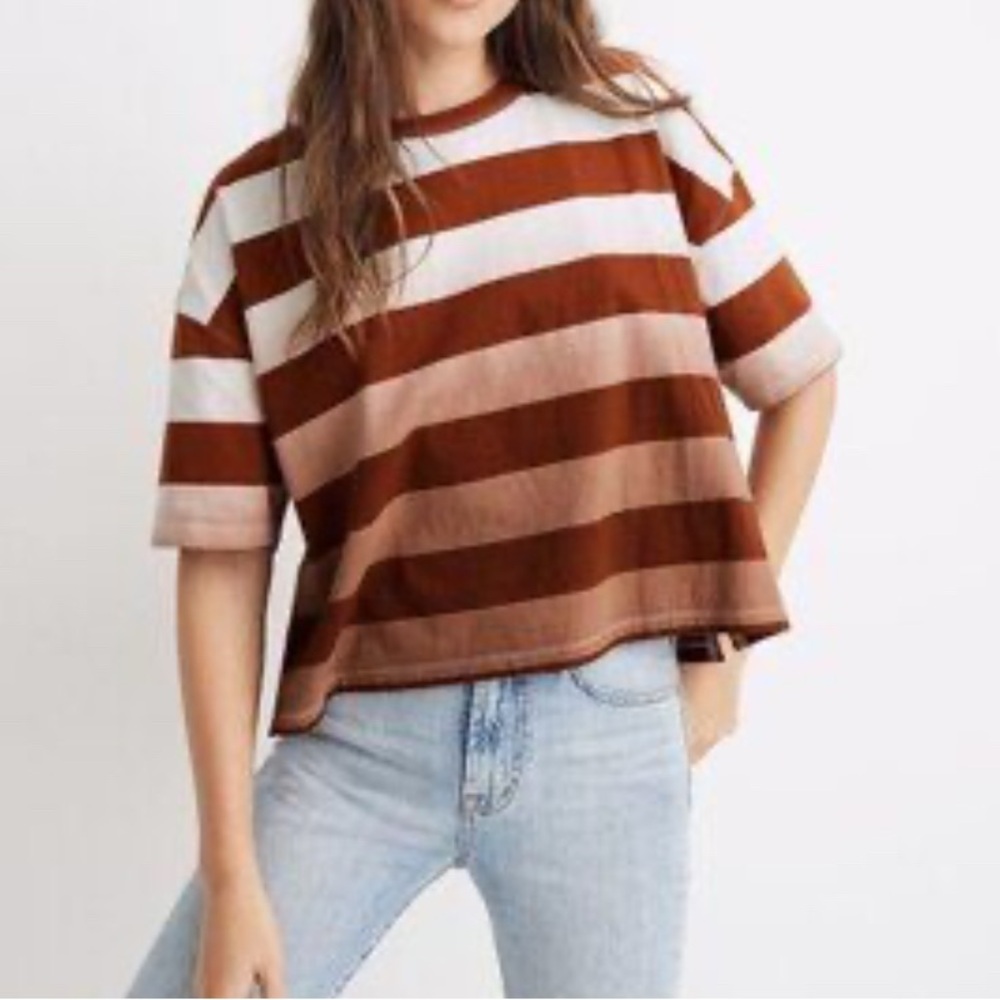 Madewell cropped and oversized ombre striped crop top size XS like new